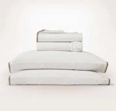 Boll & Branch Percale Embellished Sheet Set In White