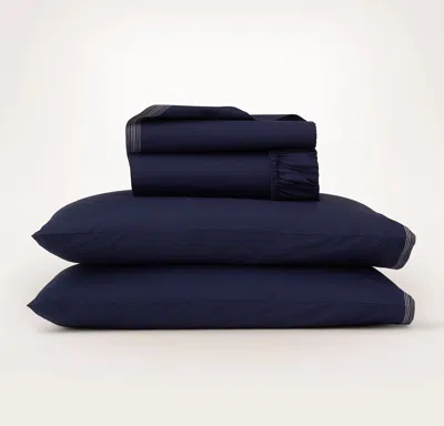 Boll & Branch Percale Embellished Sheet Set In Blue