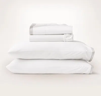 Boll & Branch Percale Embellished Sheet Set In White