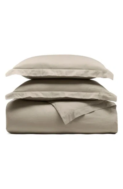 Boll & Branch Percale Hemmed 300 Thread Count Duvet Cover & Shams Set In Brown