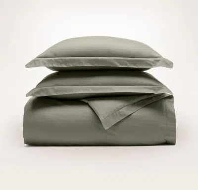 Boll & Branch Percale Hemmed Duvet Set In Green