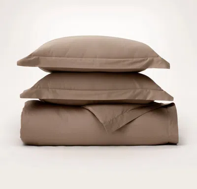 Boll & Branch Percale Hemmed Duvet Set In Brown