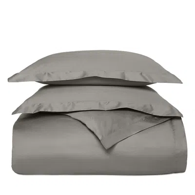 Boll & Branch Percale Hemmed Duvet Set, Full/queen In Gray