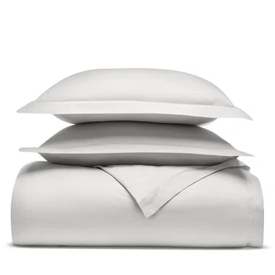 Boll & Branch Percale Hemmed Duvet Set, Full/queen In Gray