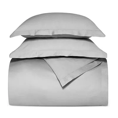 Boll & Branch Percale Hemmed Duvet Set, Full/queen In Pewter