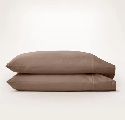 Boll & Branch Percale Hemmed Pillowcase Set In Brown
