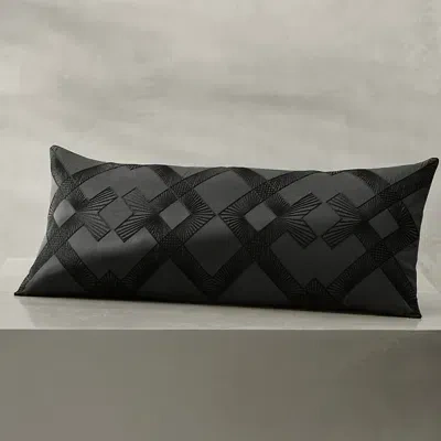 Boll & Branch Reserve Moderne Embroidered Lumbar Pillow In Black