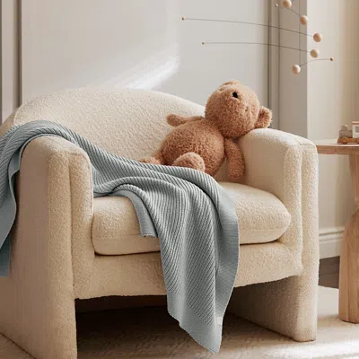 Boll & Branch Ribbed Knit Cotton Baby Blanket In Shore