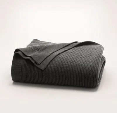 Boll & Branch Ribbed Knit Throw Blanket In Gray