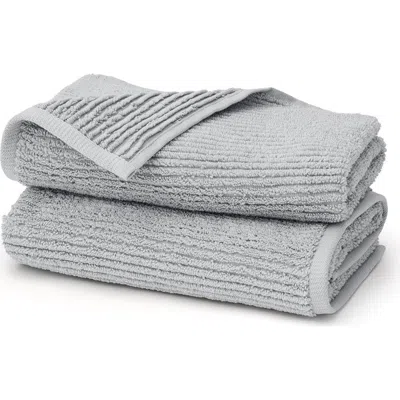 Boll & Branch Set Of 2 Ribbed Organic Cotton Hand Towels In Gray