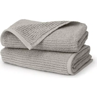 Boll & Branch Set Of 2 Ribbed Organic Cotton Hand Towels In Gray