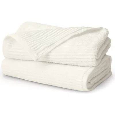 Boll & Branch Set Of 2 Ribbed Organic Cotton Hand Towels In Neutral