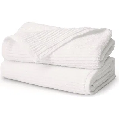 Boll & Branch Set Of 2 Ribbed Organic Cotton Hand Towels In White
