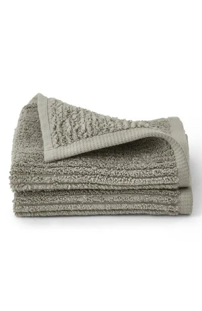 Boll & Branch Set Of 2 Ribbed Organic Cotton Washcloths In Gray