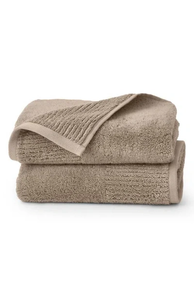 Boll & Branch Set Of 2 Ultraplush Organic Cotton Hand Towels In Brown