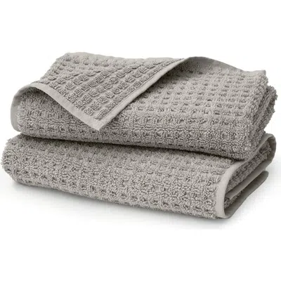 Boll & Branch Set Of 2 Waffle Organic Cotton Hand Towels In Gray