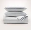 Boll & Branch Signature Embellished Duvet Set - White/mineral Ladder Stitch