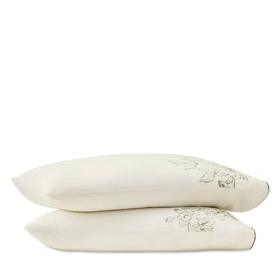 Boll & Branch Signature Etched Peony Piped-edge King Pillowcase, Pair In Neutral