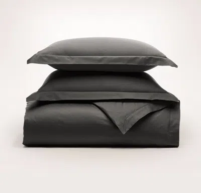 Boll & Branch Signature Hemmed Duvet Set In Black