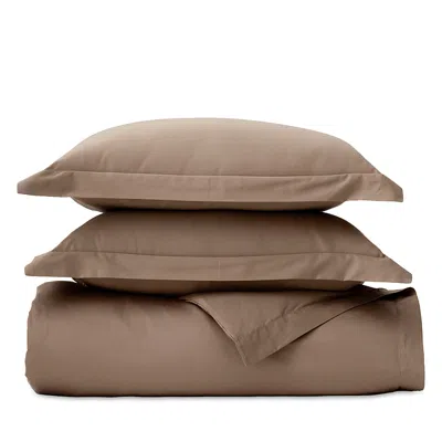Boll & Branch Signature Organic Cotton Hemmed Duvet Cover Set, Full/queen In Brown