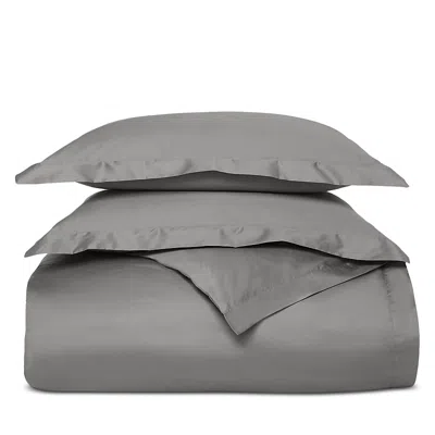 Boll & Branch Signature Organic Cotton Hemmed Duvet Cover Set, Full/queen In Gray