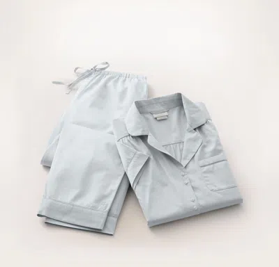 Boll & Branch Signature Short Sleeve & Pants Pajama Set In Blue