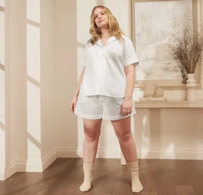 Boll & Branch Signature Short Sleeve & Shorts Pajama Set In White