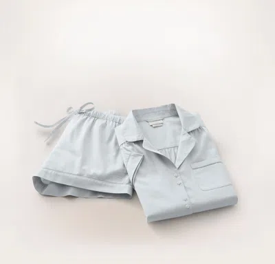 Boll & Branch Signature Short Sleeve & Shorts Pajama Set In Blue