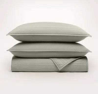 Boll & Branch Signature Stripe Quilt Set In Gray