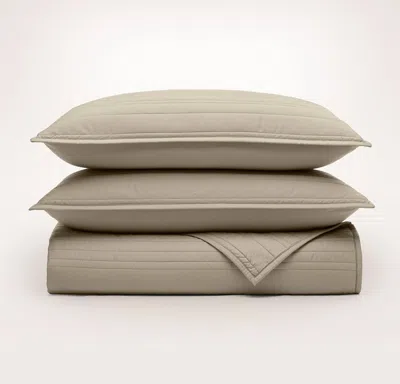 Boll & Branch Signature Stripe Quilt Set In Brown