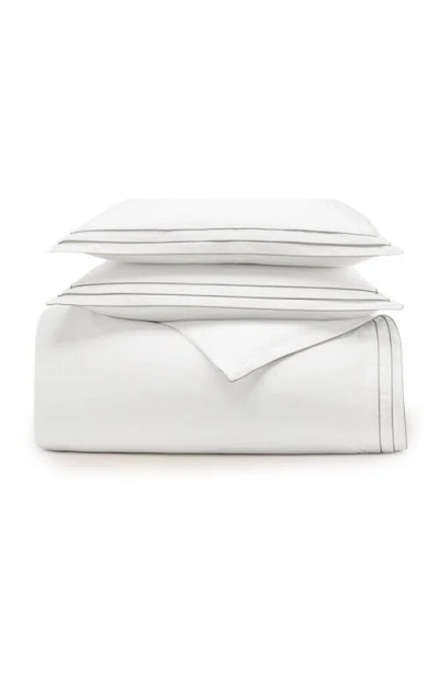 Boll & Branch Signature Triple Pleat Duvet Cover & Sham Set In White/pewter