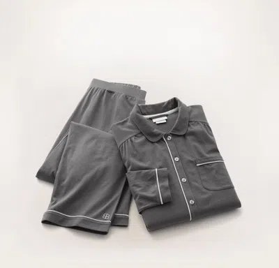Boll & Branch Soft Knit Long Sleeve & Pants Pajama Set In Gray