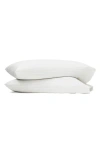 Boll & Branch Stripe Percale Hemmed Sheet Set In White