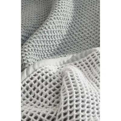 Boll & Branch Two-tone Organic Cotton Waffle Knit Bed Blanket In Gray