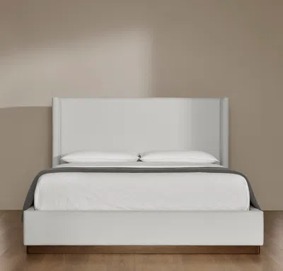 Boll & Branch Upholstered Wingback Bed In White