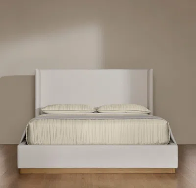 Boll & Branch Upholstered Wingback Bed In White