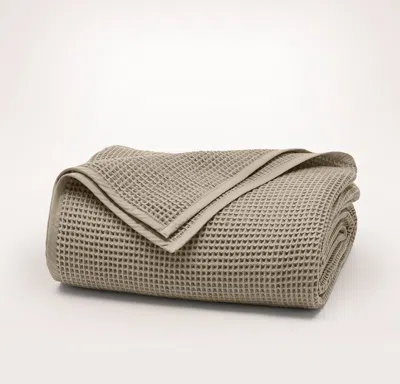 Boll & Branch Waffle Bed Blanket In Brown