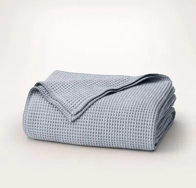 Boll & Branch Waffle Bed Blanket In Blue
