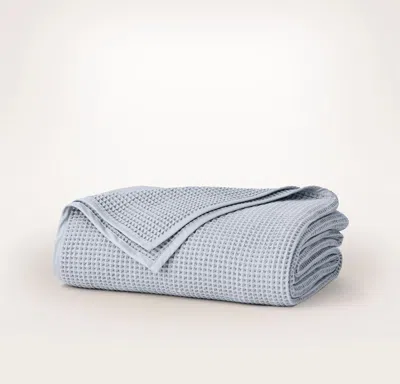 Boll & Branch Waffle Bed Blanket In Blue