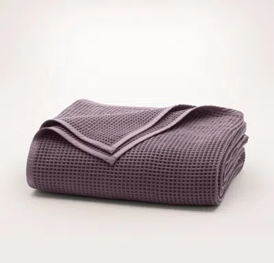 Boll & Branch Waffle Bed Blanket In Purple
