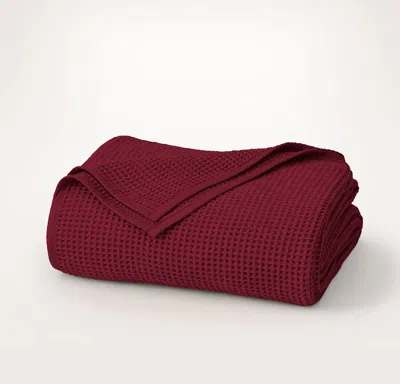 Boll & Branch Waffle Bed Blanket In Red