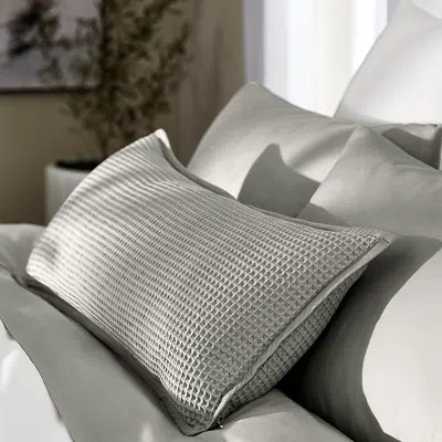 Boll & Branch Waffle Organic Cotton Decorative Pillow With Insert, 14 X 34 In Grey