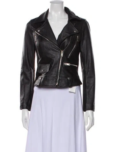 Pre-owned Bolongaro Trevor Leather Biker Jacket In Gray