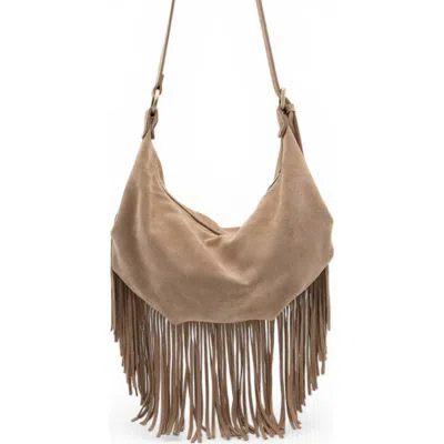 Bolsa Nova Dallas Suede Fringe Hobo In Black