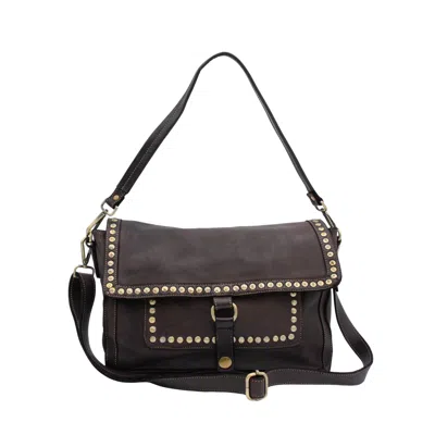 Bolsa Nova Handbags Women's Brown Emily Studded Shoulder Bag In Chocolate