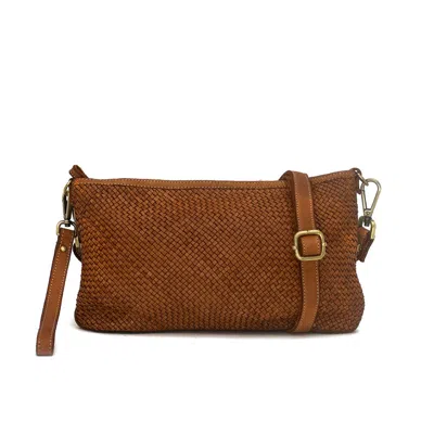 Bolsa Nova Handbags Women's Brown Laura Woven Crossbody In Cognac