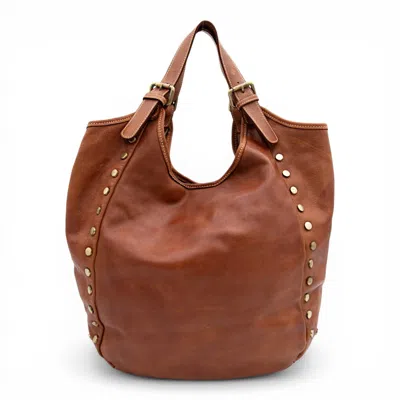 Bolsa Nova Handbags Women's Brown Slouchy Stud Tote In Cognac