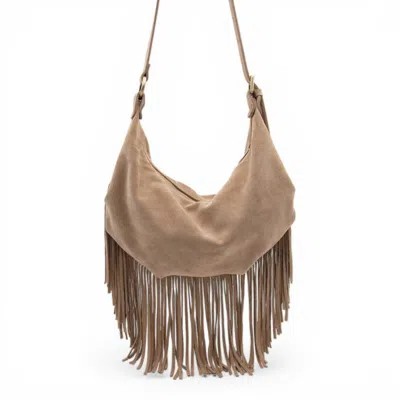Bolsa Nova Handbags Women's Neutrals Dallas Suede Fringe In Sand In Black