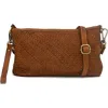 Bolsa Nova Laura Woven Crossbody In Cognac