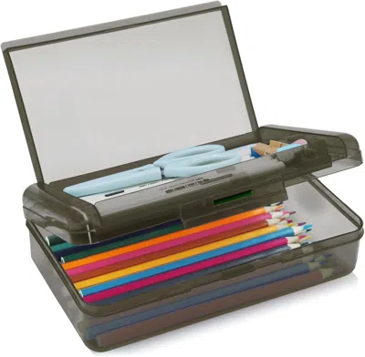 Boltn 1 Pack Double Layer Hard Pencil Cases, Plastic Translucent Pencil Box With Snap-tight Lid For Pens, 